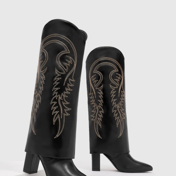 Black Western Fold Over Boots - Picture 5 of 7